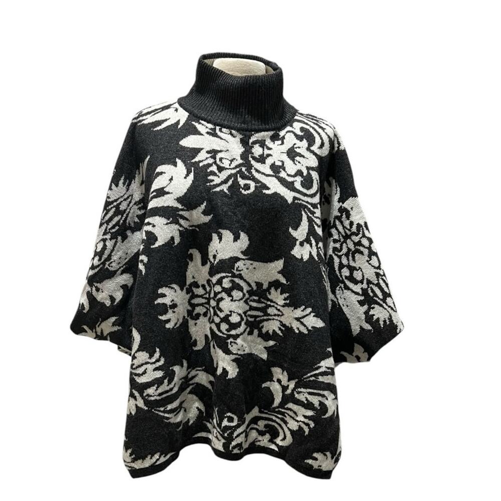 Note Di Anita Made In Italy Wool Cashmere Blend One Size Knit Poncho Boho Chic